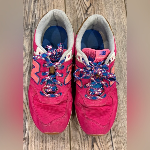 New Balance 574 Pink Teal Retro Sneakers Size 7 - Picture 5 of 9